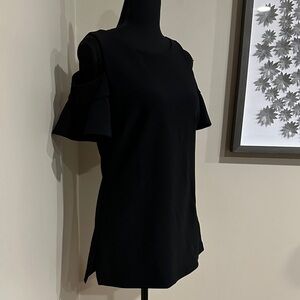 *BOSTON PROPER* Black Cold Shoulder Short Sleeve Blouse Size Small